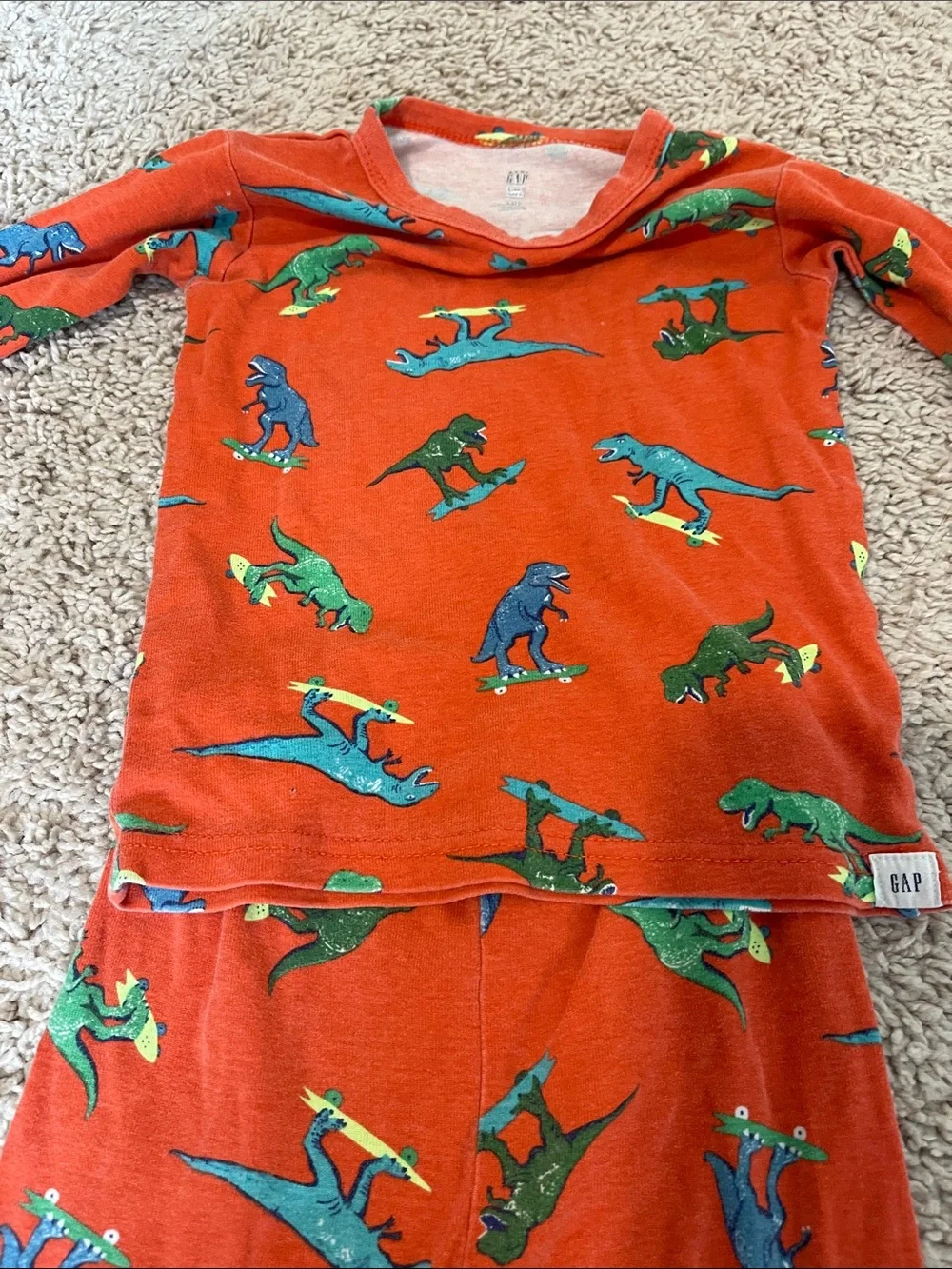 GAP Orange Dinosaur Print Kids Pajama Set